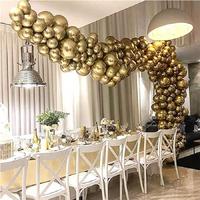 Gold Renk Krom Balon 100 Adet ve Balon Zinciri Seti 5 Metre