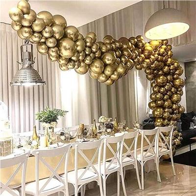 Gold Renk Krom Balon 100 Adet ve Balon Zinciri Seti 5 Metre