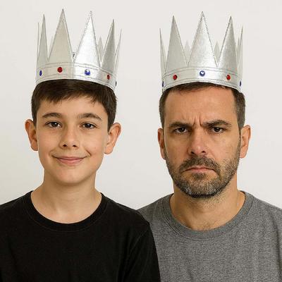 Gümüş Renk Eva Yumuşak Kral Kraliyet Tacı Yetişkin Çocuk Uyumlu 55 cm