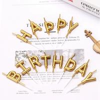 Gold Renk Happy Birthday Yazılabilen Parti Mumu