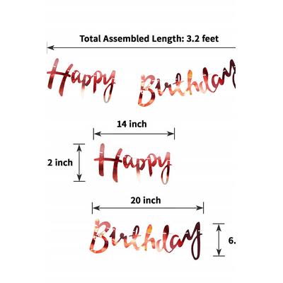 Happy Birthday Parlak Banner Flama Kırmızı Renk