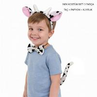 İnek Kostüm Aksesuar Seti 3 lü - Taç Papyon Kuyruk