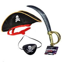 Jack Sparrow Korsan Şapkası Kılıcı Göz Bandı Seti
