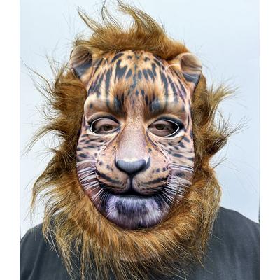 Kahverengi Yeleli Saçlı Peluş Aslan Maskesi Mega Peluş 7 No