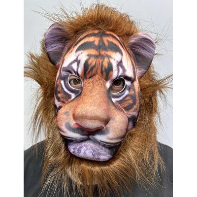 Kahverengi Yeleli Saçlı Peluş Aslan Maskesi Mega Peluş 6 No