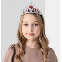 Kalp Taşlı Kırmızı Renk Karlar Ülkesi Elsa Anna Frozen Tacı 