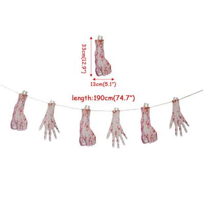 Kanlı El Ayak Şekilli Cadılar Bayramı Bayrak Süsleme Dekor