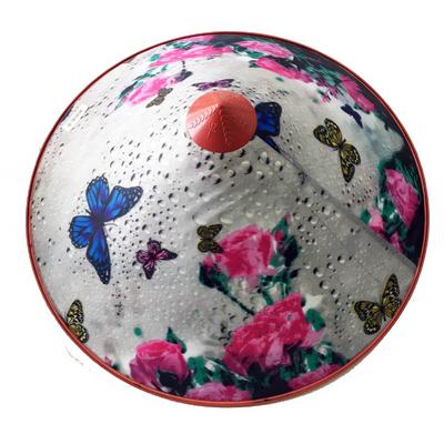 Kelebek Damlalı Saten Kaplama Gümüş Vietnam Şapkası