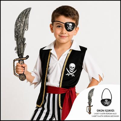 Korsan Kılıç ve Göz Bandı Seti Eskitme (Çocuk & Yetişkin Uyumlu)