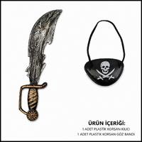 Korsan Kılıç ve Göz Bandı Seti Eskitme (Çocuk & Yetişkin Uyumlu)