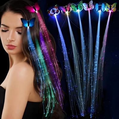 Led Fiber Optik Işıklı Kelebek Saç Klipsi 1 Adet 