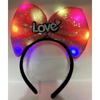 LED Işıklı Love Yazılı Fuşya Fiyonk Taç – Kız Çocuk Parti Tacı