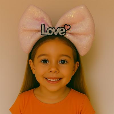 LED Işıklı Love Yazılı Pembe Fiyonk Taç – Kız Çocuk Parti Tacı