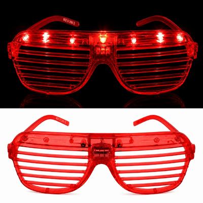 LED Işıklı Panjur Parti Gözlüğü Kırmızı Renk Shutter Gözlük