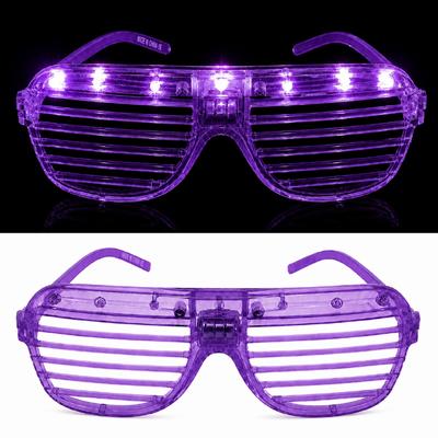 LED Işıklı Panjur Parti Gözlüğü Mor Renk Shutter Gözlük