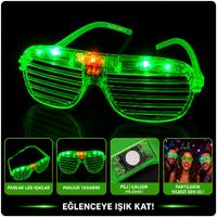 LED Işıklı Panjur Parti Gözlüğü Yeşil Renk Shutter Gözlük