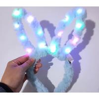Led Işıklı Peluş Pofuduk Renkli Tavşan Kulak Taç 6 Renk 6 Adet