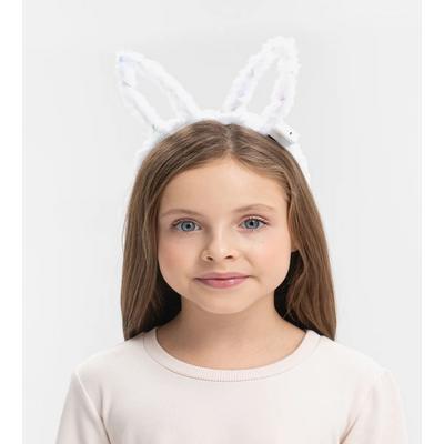 Led Işıklı Peluş Pofuduk Tavşan Kulak Tavşan Taç Beyaz 17X23 cm