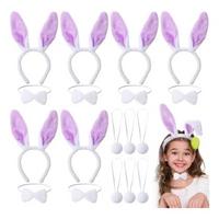 Lila Mor Tavşan Kulak Papyon Kuyruk 3'lü Parti Seti