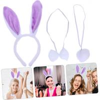 Lila Mor Tavşan Kulak Papyon Kuyruk 3'lü Parti Seti