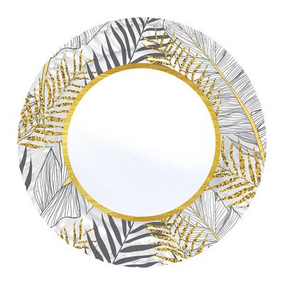 Luau Aloha Hawai Çiçekleri Altın Simli Yapraklar Tabak 23 cm 8 Adet
