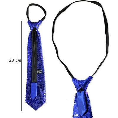 Mavi Renk Pul Payetli Işıltılı Parti Kravatı 33 cm