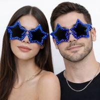 Mavi Renk Disko Yıldızı Retro Parti Gözlüğü 16X7 cm