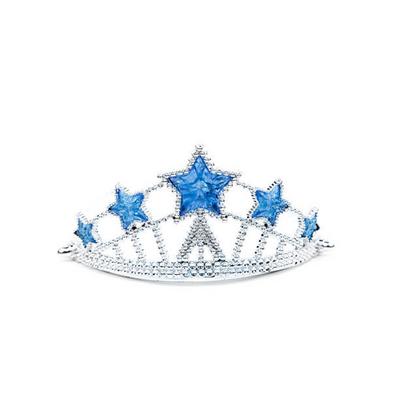 Mavi Yıldız Taşlı Plastik Kraliçe Prenses Elsa Tacı Çocuk Boy