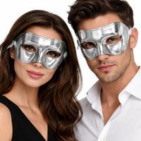 Metalize Parlak Parti Maskesi Gümüş Renk 16x7 cm