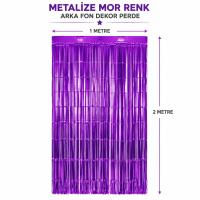 Mor Metalize Parti Perdesi 100x200 cm – Kapı ve Arka Fon Perdesi
