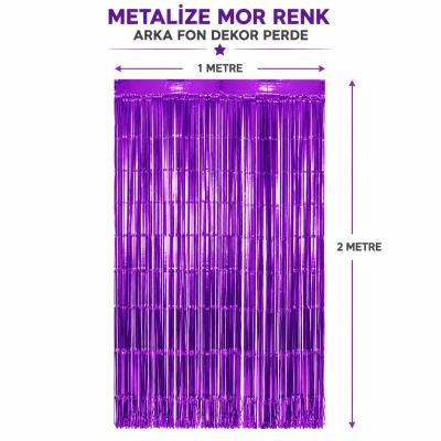 Mor Metalize Parti Perdesi 100x200 cm – Kapı ve Arka Fon Perdesi