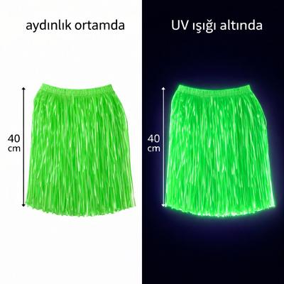 Neon Yeşil Hawaii Parti Eteği 40 cm