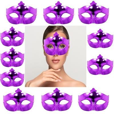 Parlak Mor Renk Toptan 12 Adet Göz Parti Maskesi Balo Maskesi Venedik