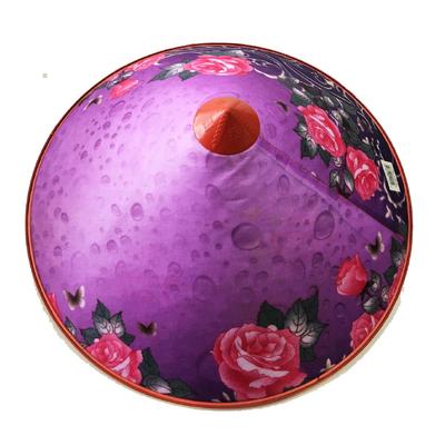 Pembe Çiçekli Damlalı Saten Kaplama Mor Vietnam Şapkası
