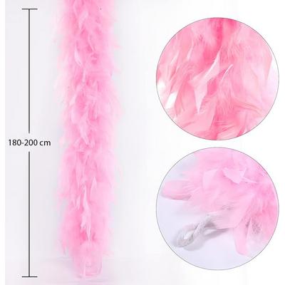 Pembe Renk Kabarık Kalın Otriş Boa Tüy 6 cm Genişlik 180-200 cm Uzunluk