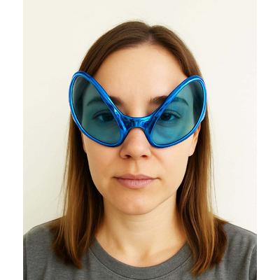 Retro Gözlük - 80 li 90 lı Yıllar Parti Gözlüğü Mavi Renk 8x13 cm