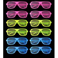 Retro Neon Fosforlu Panjur Gözlük 12 Adet – 80’ler 90’lar Parti Stili