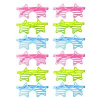 Retro Neon Fosforlu Yıldız Panjur Gözlük 12 Adet – 80’ler 90’lar Parti Stili