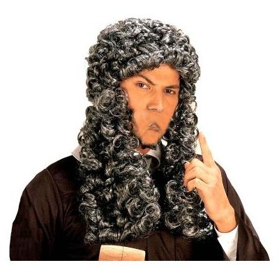 Rönesans Dönemi Permalı Yargıç Hakim Peruğu Gri Renk