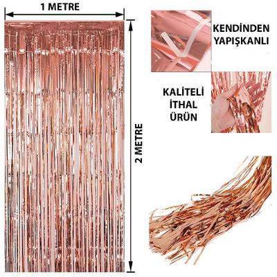Rose Gold Püsküllü Kapı Perdesi - Parti, Bekarlığa Veda, Doğum Günü 1x2 m