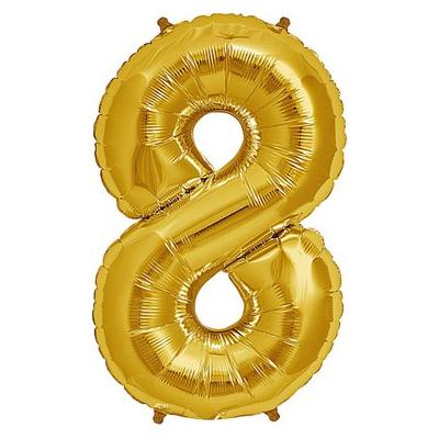 Şekilli Supershape Gold Rakam Folyo Balon 8 Numara