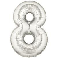 Şekilli Supershape Silver Rakam Folyo Balon 8 Numara