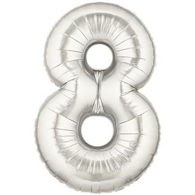 Şekilli Supershape Silver Rakam Folyo Balon 8 Numara