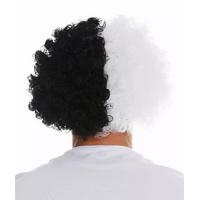 Siyah Beyaz Kıvırcık Afro Bonus Peruk Taraftar Bonus Saç