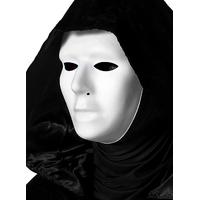 Siyah Kapüşonlu 120 cm Pelerin ve Beyaz Boyanabilir Tam Yüz Maske