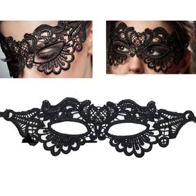 Siyah Renk Ekstra Lüks Uzun Dantel İşlemeli Parti Maskesi 6 No