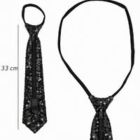 Siyah Renk Pul Payetli Işıltılı Parti Kravatı 33 cm
