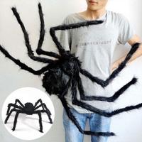 Siyah Renk Tüylü Şekil Verilebilir Halloween Mega Örümcek 75 cm