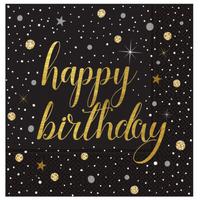 Siyah Yıldızlı Happy Birthday Peçete 20 Adet