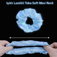 Soft Mavi Renk Led Işıklı Lastikli Saç Tokası - 3 Modlu Festival & Parti Saç Tokası